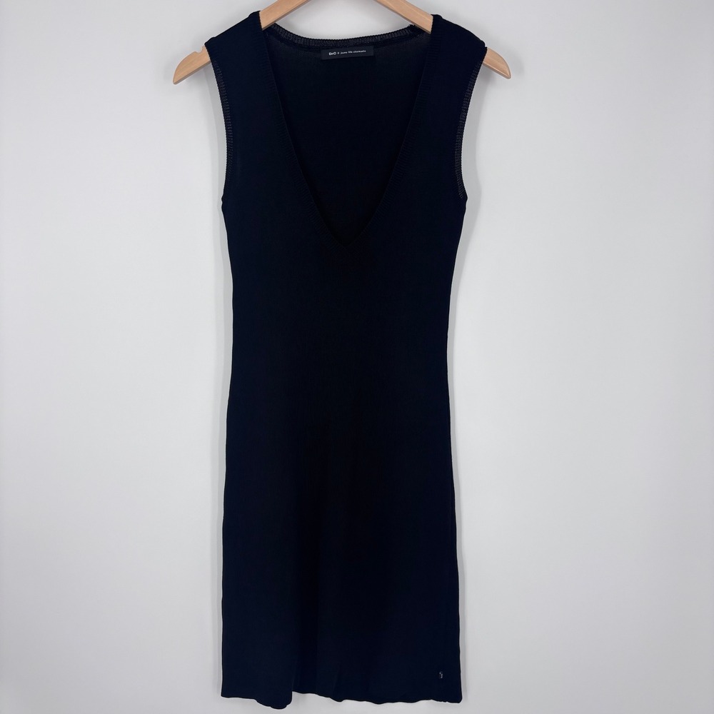 EnC‎ Japanese Ribbed Black Sleeveless Bodycon Sheath Dress XS S (160) Minimalist